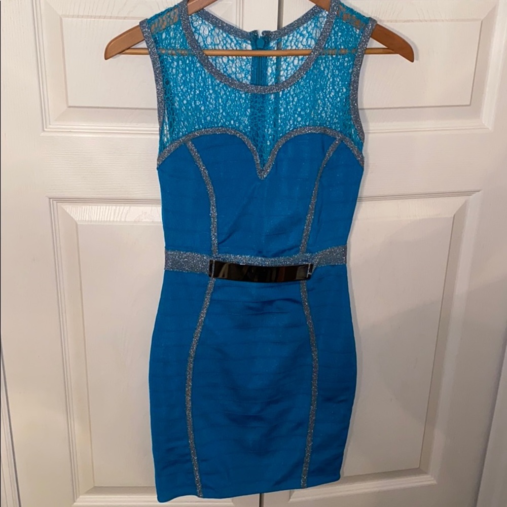 Never worn. Blue bandage mini dress